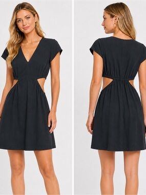 Rails Nyla Black Side Cutout Midi Dress | XS